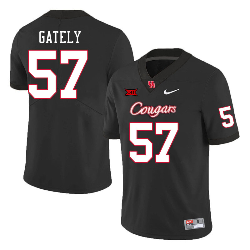 Men #57 Gavin Gately Houston Cougars Big 12 XII College Football Jerseys Stitched-Black